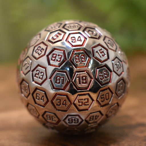 The Orb D100 -  Crimson and Silver Metal Die - Just $39.99! Shop now at Retro Gaming of Denver