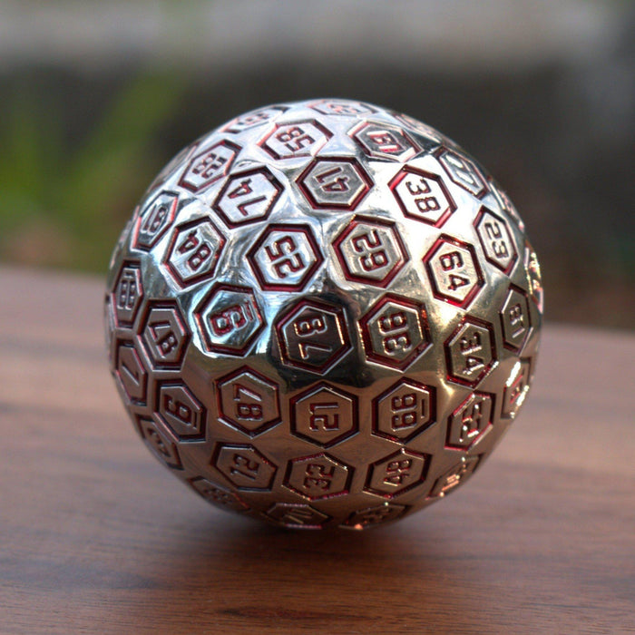 The Orb D100 -  Crimson and Silver Metal Die - Just $39.99! Shop now at Retro Gaming of Denver