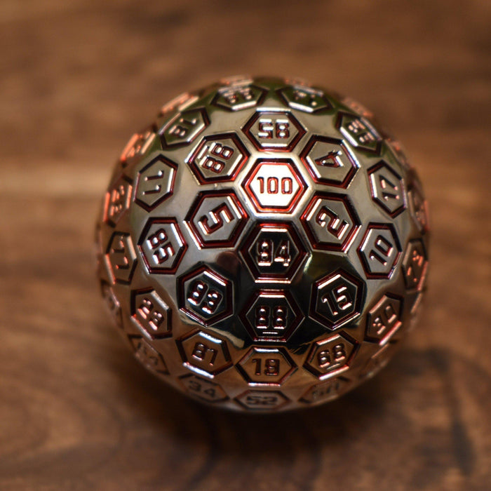 The Orb D100 -  Crimson and Silver Metal Die - Just $39.99! Shop now at Retro Gaming of Denver