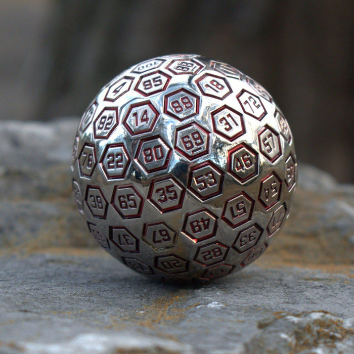 The Orb D100 -  Crimson and Silver Metal Die - Just $39.99! Shop now at Retro Gaming of Denver