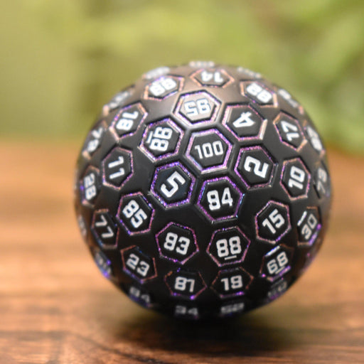 The Orb D100 -  Purple, White, and Black Metal Die - Just $39.99! Shop now at Retro Gaming of Denver