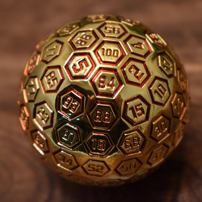 The Orb D100 -  Red and Gold Metal Die - Just $39.99! Shop now at Retro Gaming of Denver