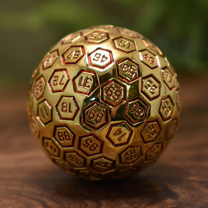 The Orb D100 -  Red and Gold Metal Die - Just $39.99! Shop now at Retro Gaming of Denver