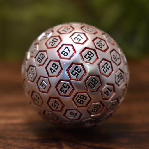 The Orb D100 - Red and Matte Silver Metal Die - Just $39.99! Shop now at Retro Gaming of Denver