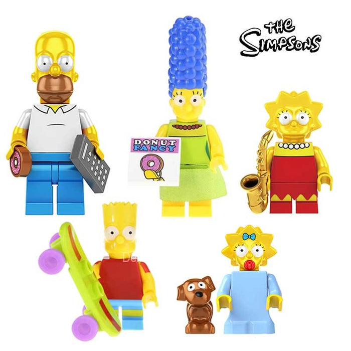 The Simpsons Family of 5 Minifigures (Lego-Compatible Minifigures) - Premium Minifigures - Just $18.99! Shop now at Retro Gaming of Denver