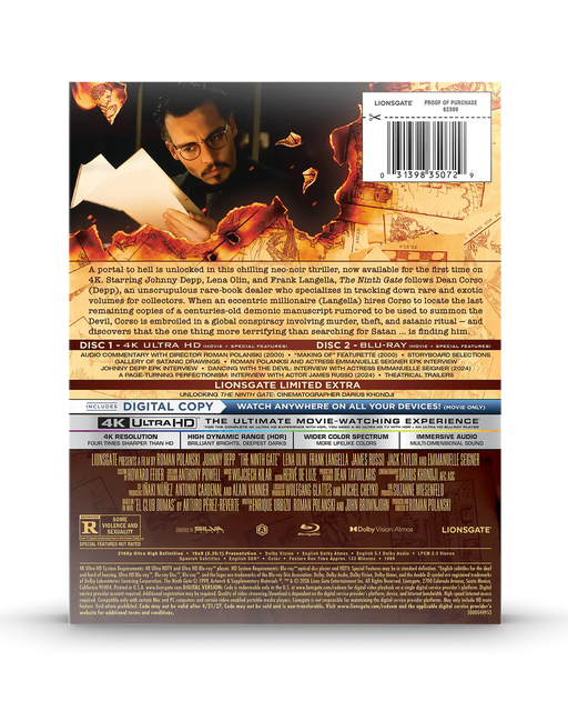 The Ninth Gate - Limited Edition Steelbook (4K Ultra HD + Blu-ray + Digital) - for just $38.99! 