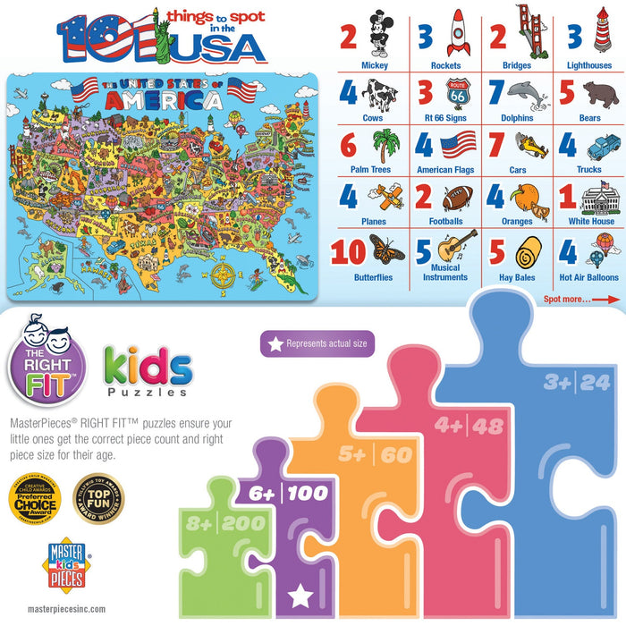 101 Things to Spot in the USA 100 Piece Kids Jigsaw Puzzle - Just $12.99! Shop now at Retro Gaming of Denver