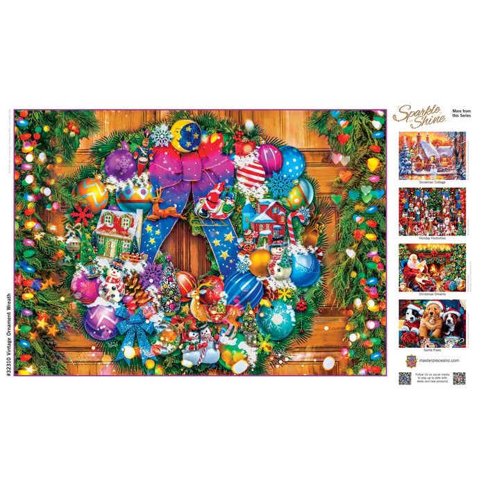 Sparkle & Shine - Vintage Ornament Wreath 500 Piece Glitter Jigsaw Puzzle - Just $14.99! Shop now at Retro Gaming of Denver