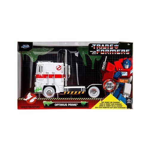Transformers G1 Optimus Prime Big Rig with Ghostbusters Ecto-1 Graphics 1:24 Scale Die-Cast Metal Vehicle - for just $30.99! 