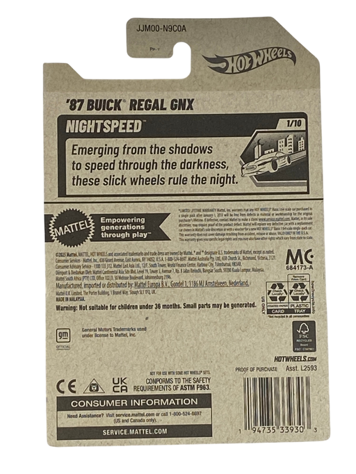 Hot Wheels '87 Buick Regal GNX (Treasure Hunt) | Nightspeed Series 1/10 - for just $9.99! 