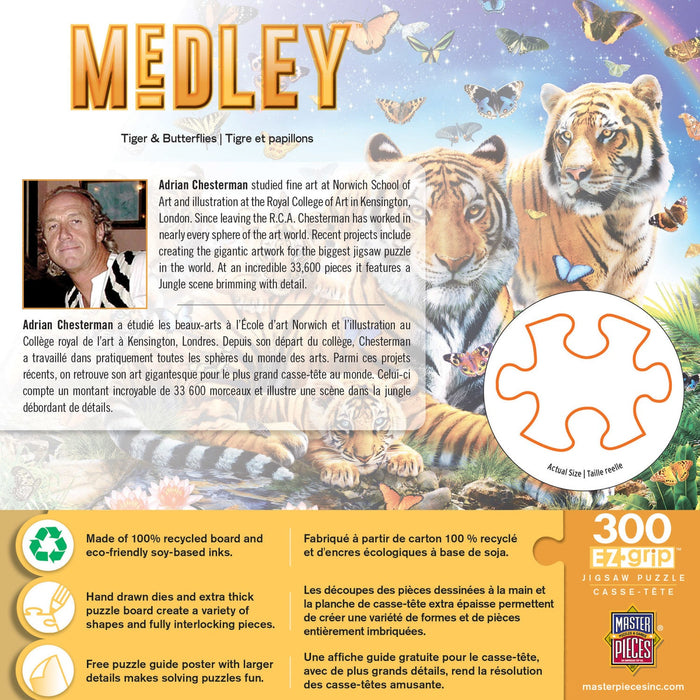 Medley - Tiger & Butterflies 300 Piece EZ Grip Jigsaw Puzzle - Just $14.99! Shop now at Retro Gaming of Denver