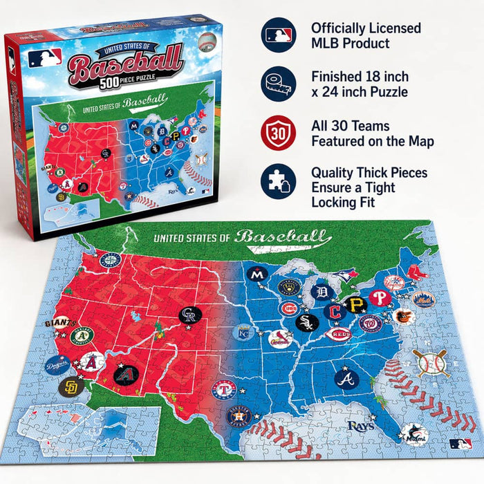 MLB - League Map 500 Piece Jigsaw Puzzle - for just $16.99! 
