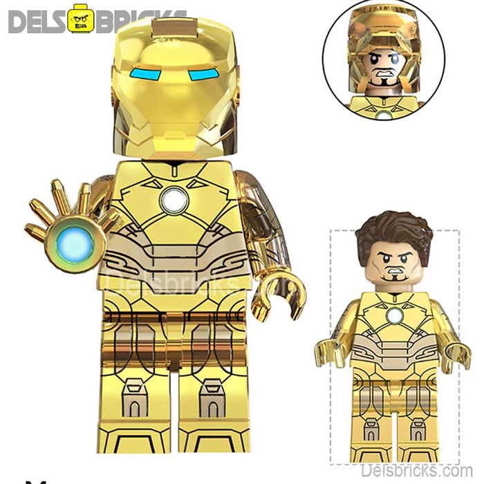 Iron Man Avengers Tony Stark NEW Lego Minifigures Custom Toys Gold (Lego-Compatible Minifigures) - Just $4.50! Shop now at Retro Gaming of Denver