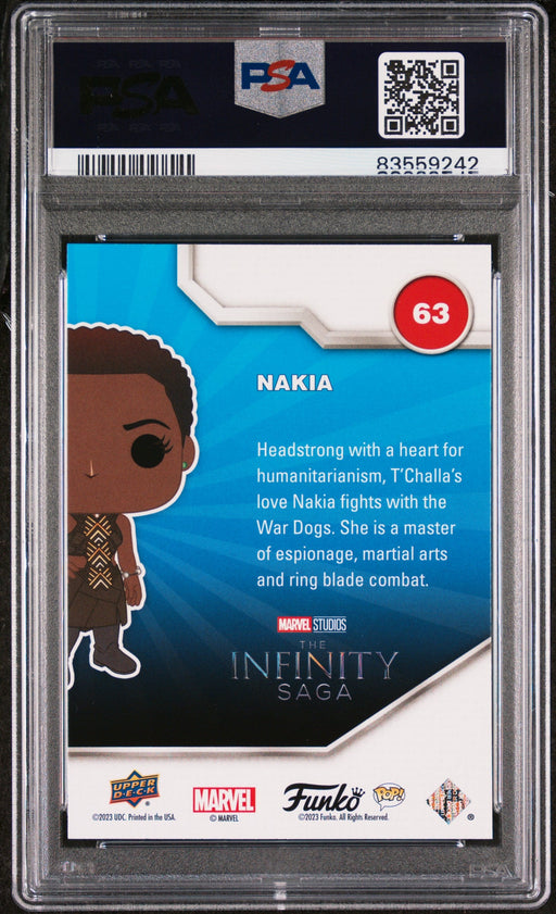 2023 UPPER DECK FUNKO POP MARVEL  NAKIA PLATINUM #63  PSA 10 - for just $54! 