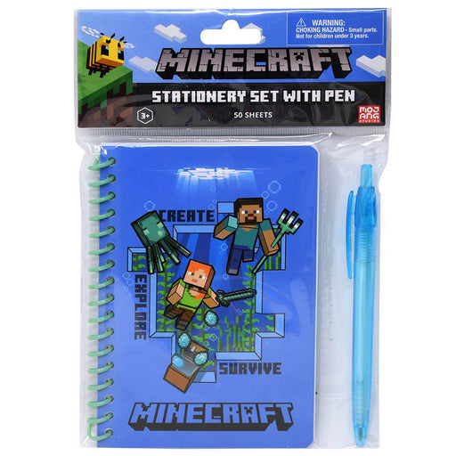 Minecraft Spiral Notebook with Pen in Poly Bag with Header 50 Sheets - Just $2.99! Shop now at Retro Gaming of Denver