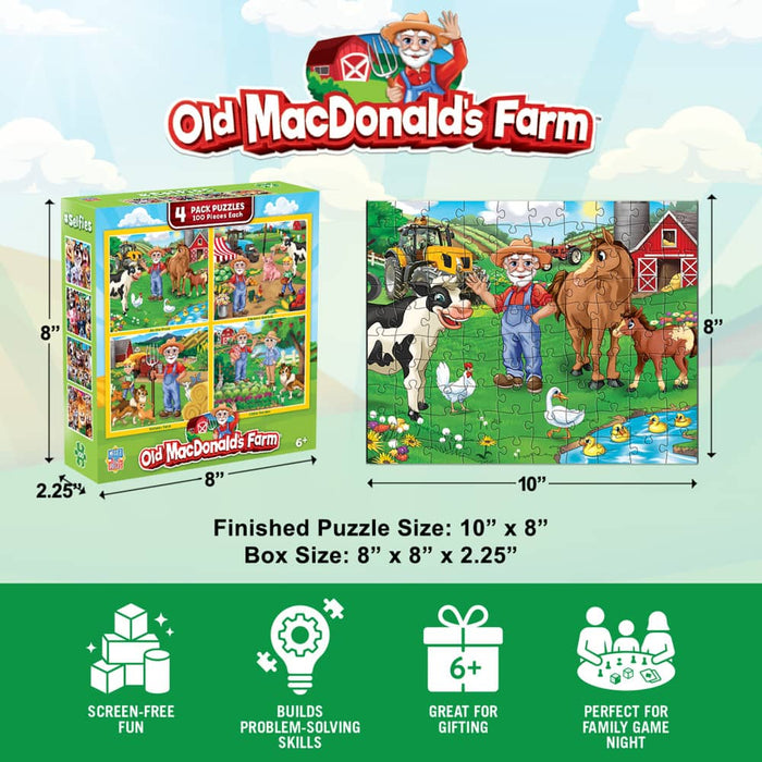 Old MacDonald's Farm 100 Piece Jigsaw Puzzles 4-Pack - for just $14.99! 