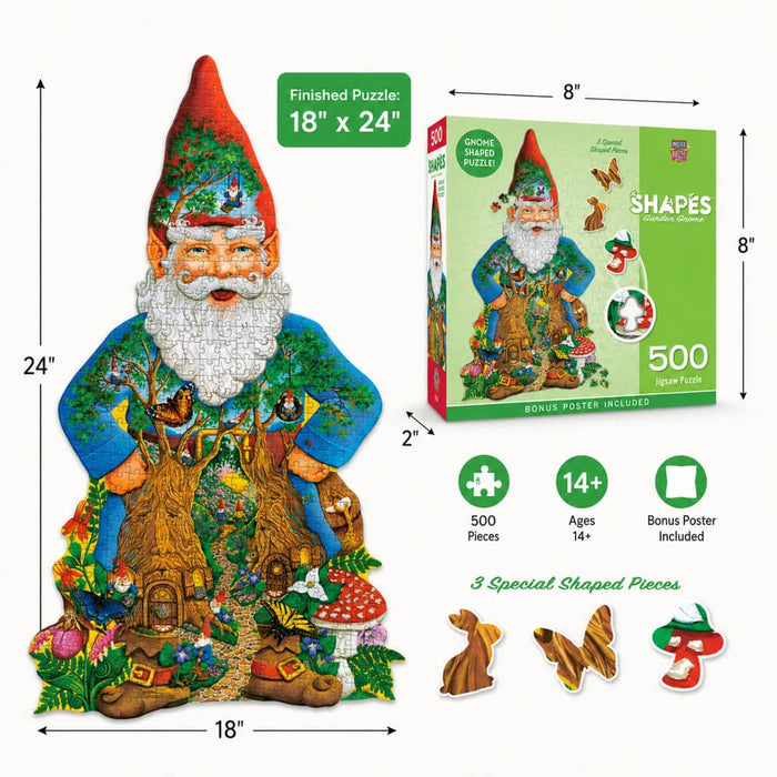 Shapes - Garden Gnome 500 Piece Jigsaw Puzzle - for just $14.99! 
