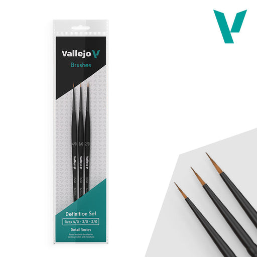 Vallejo Hobby Brushes: Detail - Synthetic - Definition Set - Sizes 4/0, 3/0 & 2/0 - for just $13.99! 