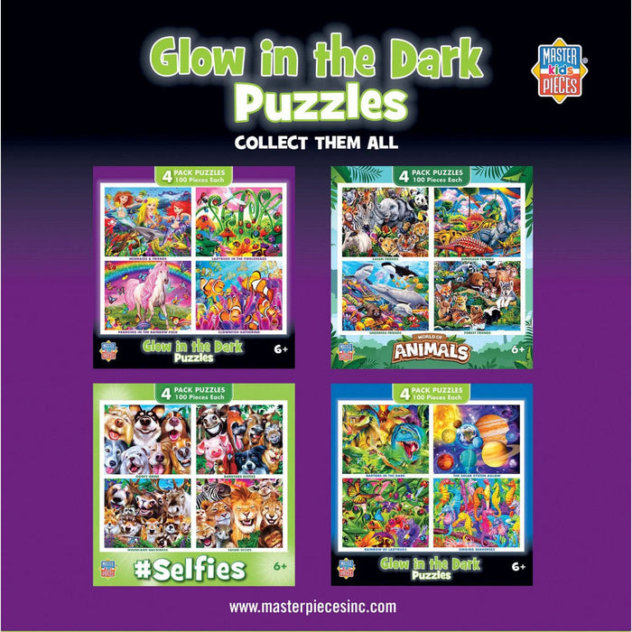 Glow in the Dark 100 Piece Jigsaw Puzzles - 4-Pack V1 - for just $14.99! 