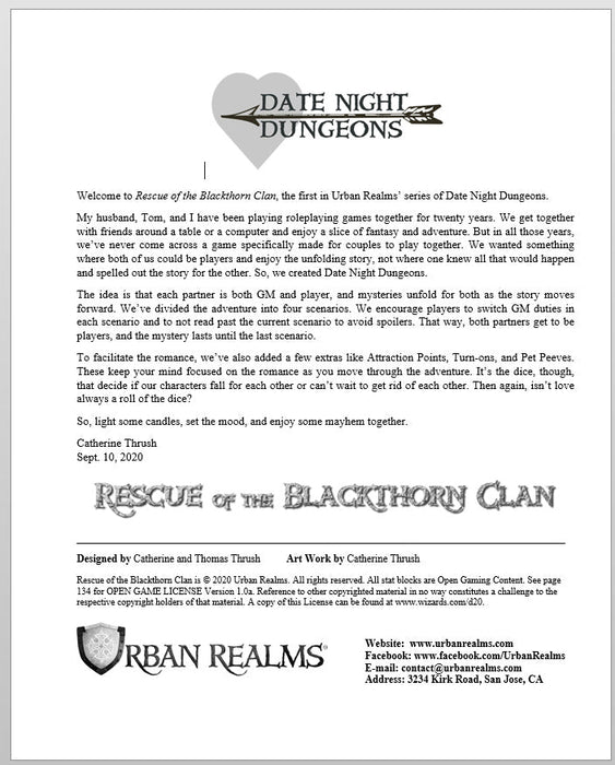 Date Night Dungeons - Rescue of the Blackthorn Clan (Color Edition) - for just $24.99! 
