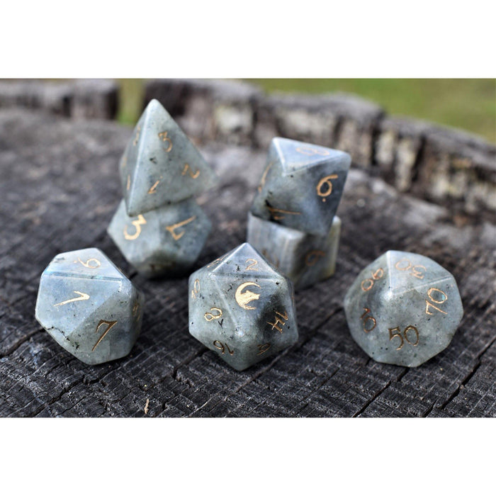 Werewolf Labradorite "Moonstone" Stone Dice Set - Just $89.99! Shop now at Retro Gaming of Denver