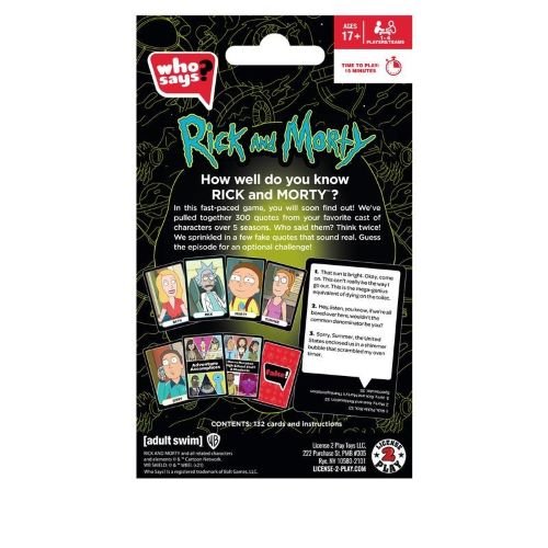 Who Says? Card Game Rick and Morty Edition - Just $12.50! Shop now at Retro Gaming of Denver