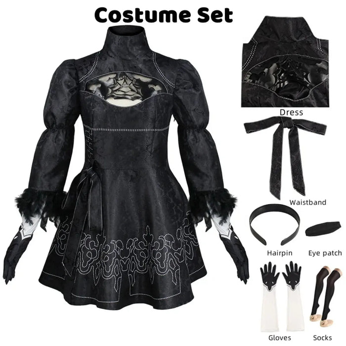 NieR: Automata 9S & 2B Cosplay Costume with Wig and Accessories - for just $34.95! 