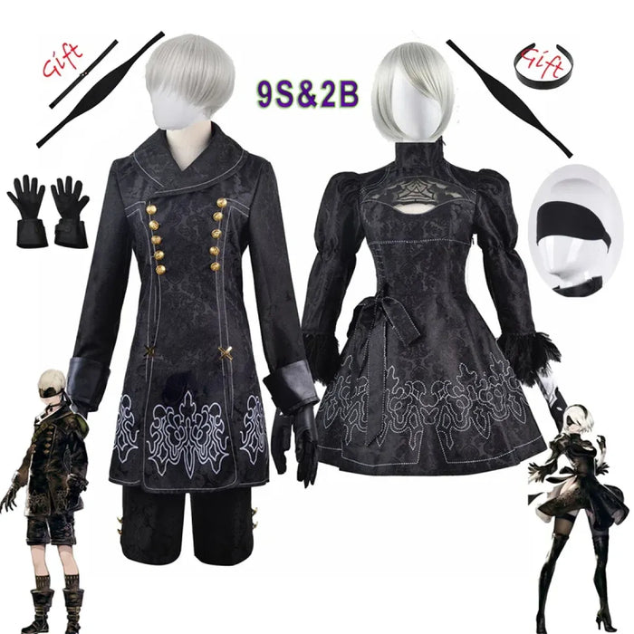 NieR: Automata 9S & 2B Cosplay Costume with Wig and Accessories - for just $34.95! 