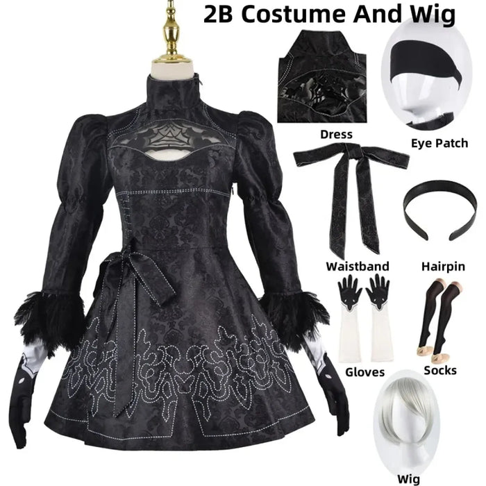 NieR: Automata 9S & 2B Cosplay Costume with Wig and Accessories - for just $34.95! 