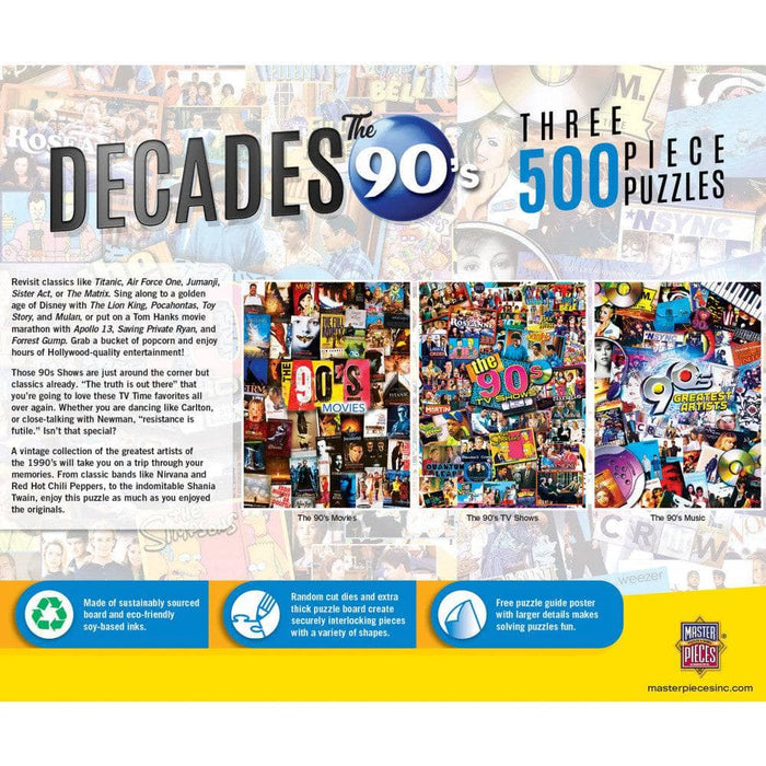 Decades - The 90's 500 Piece Jigsaw Puzzles 3-Pack - for just $24.99! 