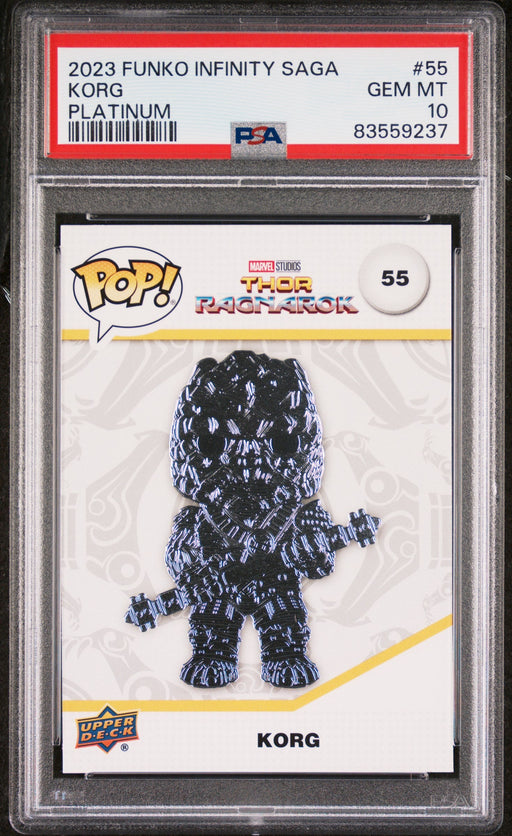 2023 UPPER DECK FUNKO POP MARVEL  KORG PLATINUM #55  PSA 10 - for just $54! 