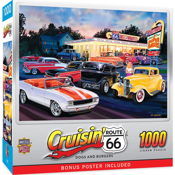 Cruisin' Route 66 - Dogs & Burgers 1000 Piece Jigsaw Puzzle - for just $16.99! 