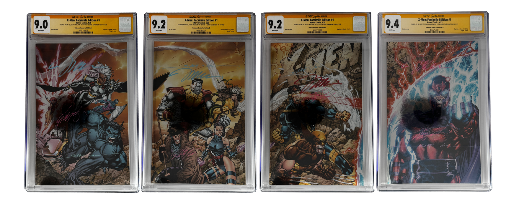 [TRIPLE SIGNED CGC YELLOW LABEL 4 PACK FOIL] X-Men 1991 #1 Facsimile Jim Lee | Claremont |  Williams Cover Var [Set #4] - for just $650! 