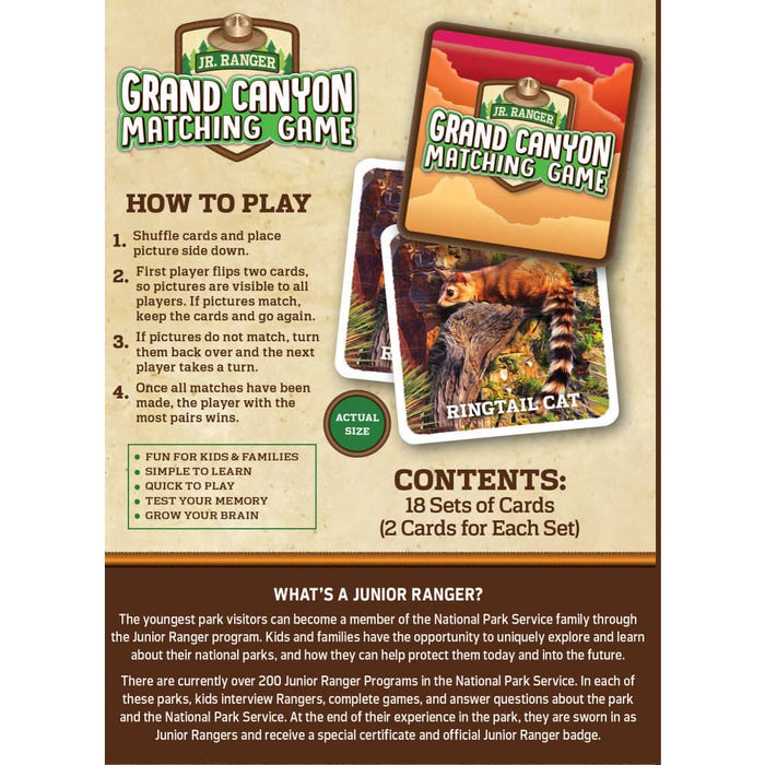 Jr. Ranger - Grand Cayon Matching Game - for just $9.99! 