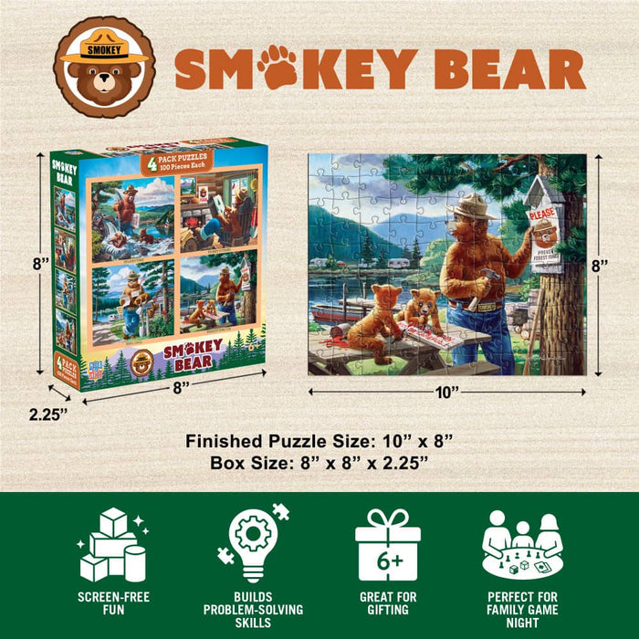 Smokey Bear 100 Piece Jigsaw Puzzles 4-Pack - for just $14.99! 