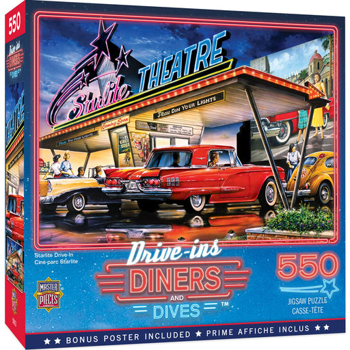 Drive-Ins, Diners & Dives - Starlite Drive-In 550 Piece Jigsaw Puzzle - Just $14.99! Shop now at Retro Gaming of Denver