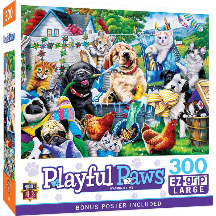 Playful Paws - Washing Time 300 Piece EZ Grip Jigsaw Puzzle - for just $14.99! 
