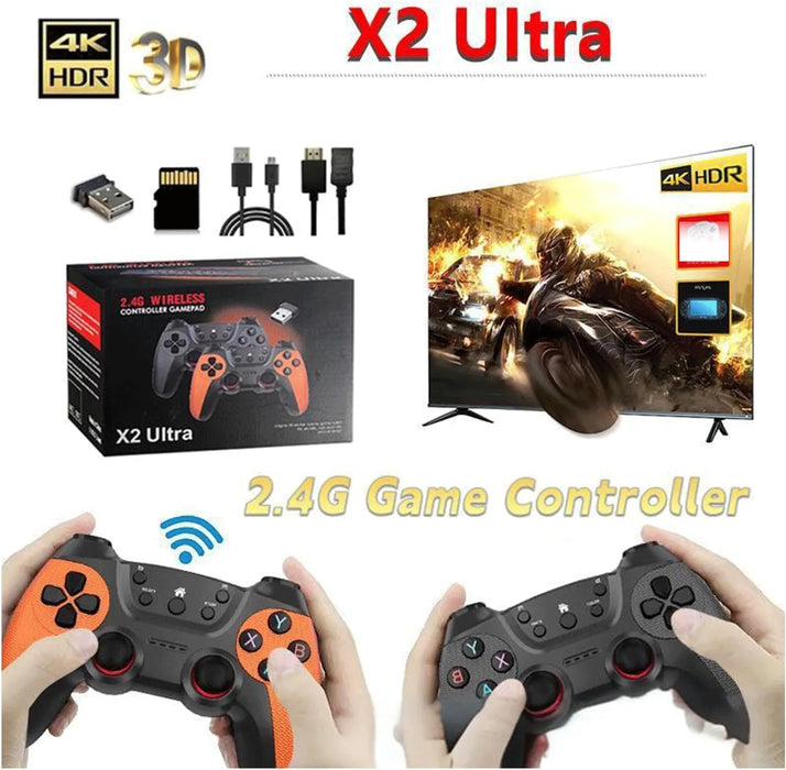 X2 Ultra Retro Game Stick 4K, Plug and Play Video Gaming Console with 128G memory card/40000+Games, HDMI Output for TV with 2.4G Wireless Controller, Retro Arcade Emulators for Kids Adults - for just $108.02! 