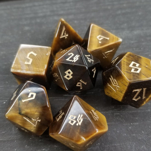 Yellow Tiger's Eye Stone Dice - Premium Stone/Glass - Just $89.99! Shop now at Retro Gaming of Denver