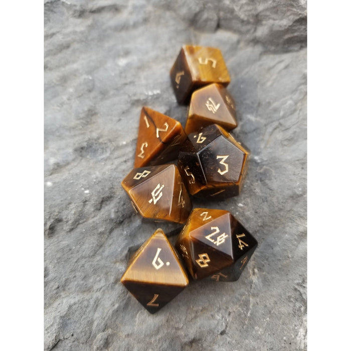 Yellow Tiger's Eye Stone Dice - Just $89.99! Shop now at Retro Gaming of Denver