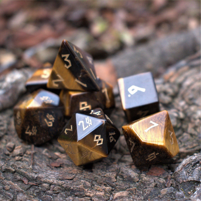 Yellow Tiger's Eye Stone Dice - Just $89.99! Shop now at Retro Gaming of Denver