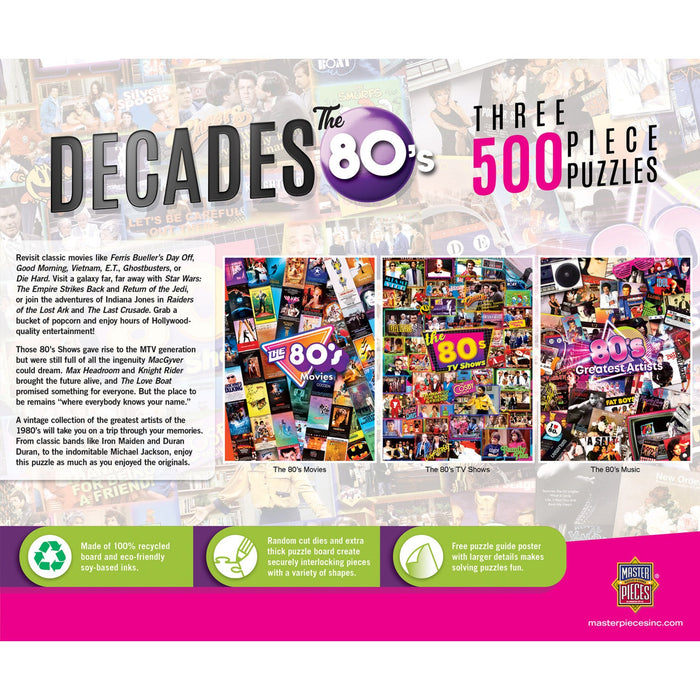 Decades - The 80's 500 Piece Jigsaw Puzzles 3 Pack - Just $24.99! Shop now at Retro Gaming of Denver