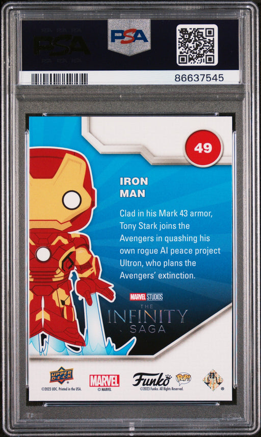 2023 UPPER DECK FUNKO POP MARVEL  IRON MAN PLATINUM #49  PSA 10 - for just $54! 