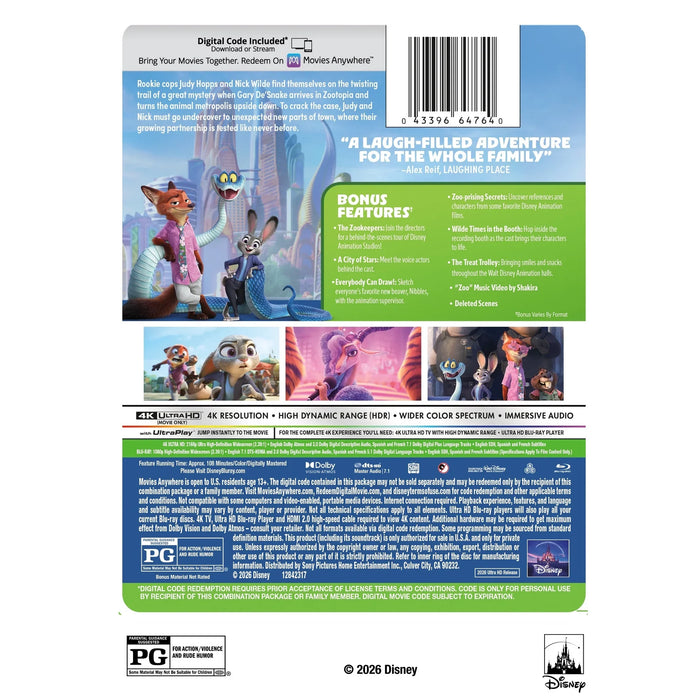 Zootopia 2 - Limited Edition Steelbook (4K Ultra HD + Blu-ray + Digital) - for just $64.99! 