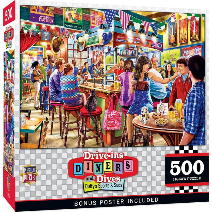 Drive-Ins, Diners & Dives - Duffy's Sports & Suds 500 Piece Jigsaw Puzzle - for just $14.99! 