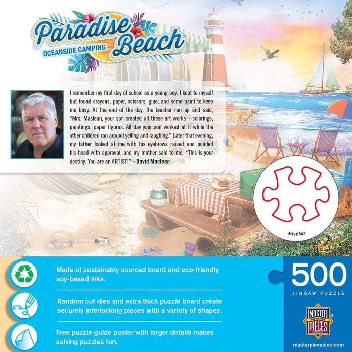 Paradise Beach - Oceanside Camping 500 Piece Jigsaw Puzzle - for just $14.99! 