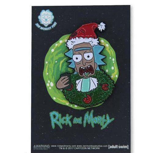 Zen Monkey: Rick with Christmas Wreath - Rick & Morty Enamel Pin - for just $4.67! 
