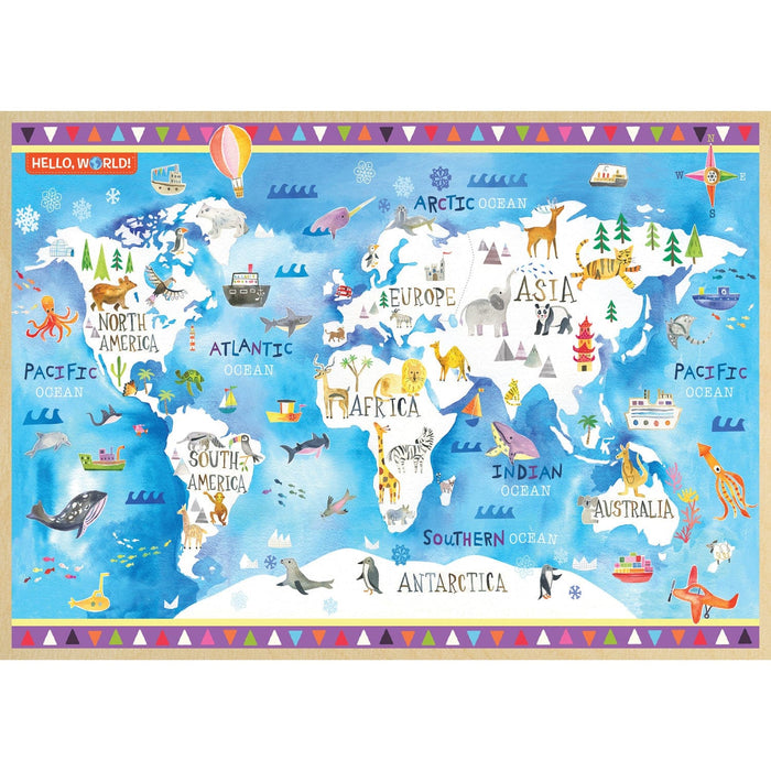 Hello, World! - World Map 60 Piece Wood Jigsaw Puzzle - for just $9.99! 