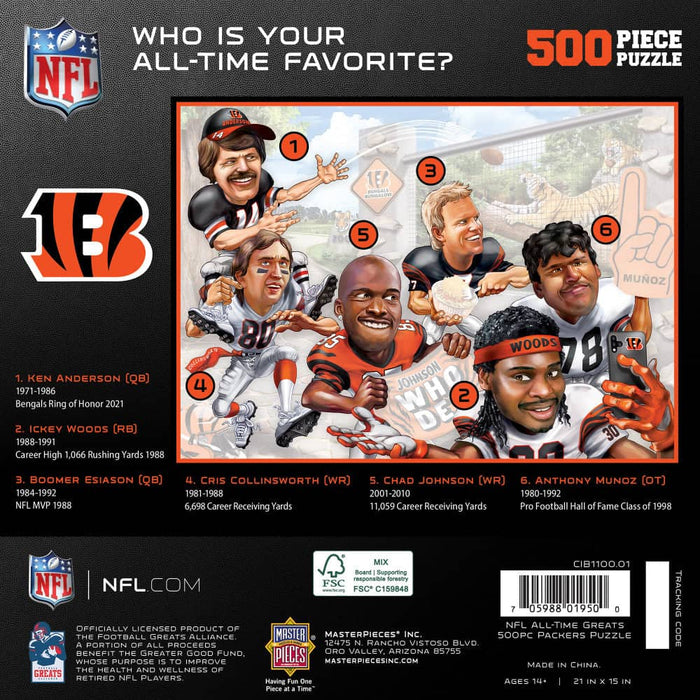 Cincinnati Bengals - All-Time Greats 500 Piece Jigsaw Puzzle - for just $19.99! 