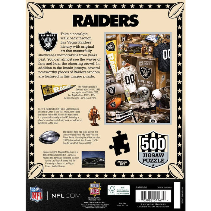 Las Vegas Raiders - Locker Room 500 Piece Jigsaw Puzzle - for just $16.99! 